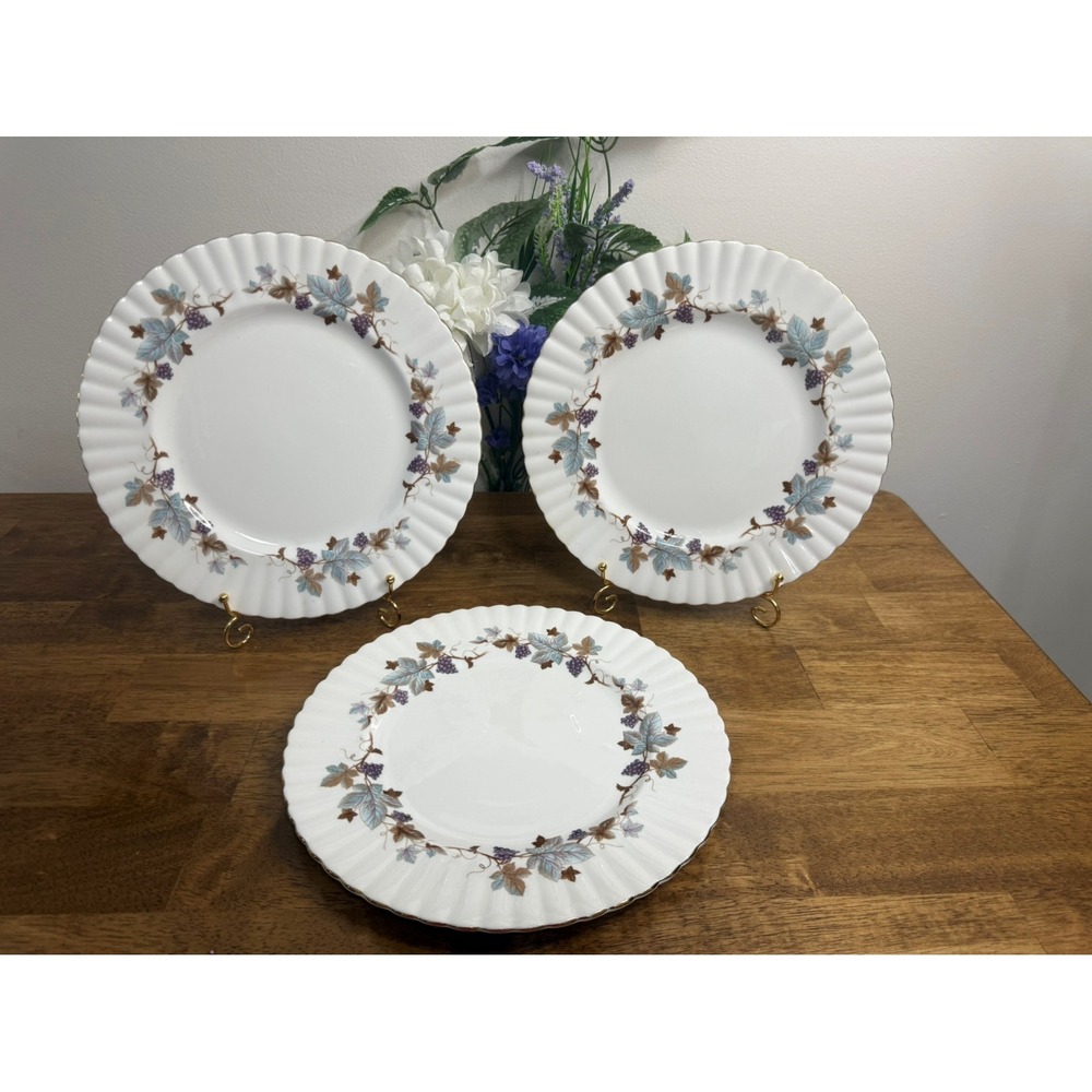 Vintage Royal Albert Lorraine Dinner Plates Set of Three Bone China England MCM